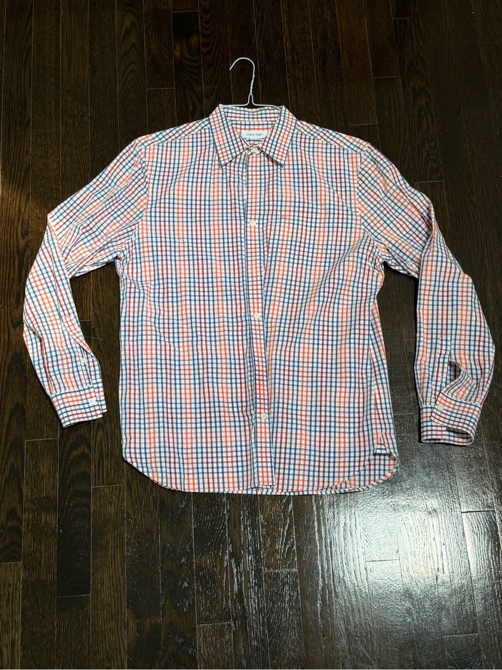 NEW Calvin Klein Men's Plaid Button-Down Shirt - Blue & Orange